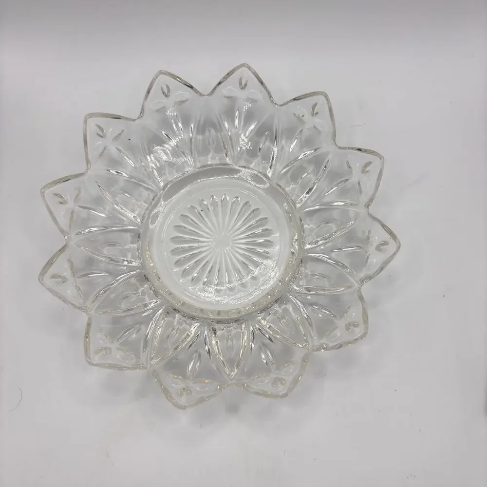 VTG Federal Glass Co. Petal Pattern Jam Relish Candy Nut Trinket Dish and Spoon